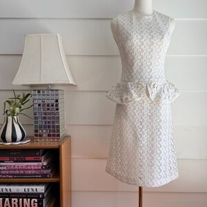 Pascal Millet Lace Peplum Dress with Appliqués size 34/ XS